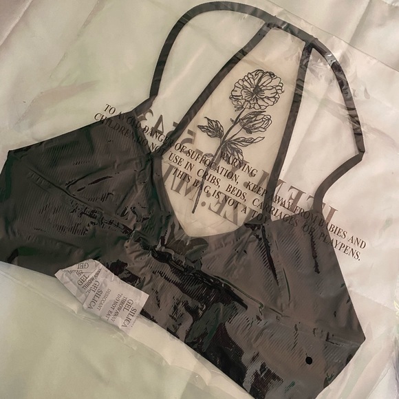 New! Black Flower Bloom Mesh Tattoo Bralette - Picture 7 of 8